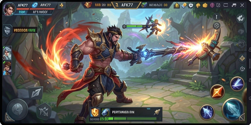 Screenshot gameplay AFK77 yang penuh aksi dan strategi.