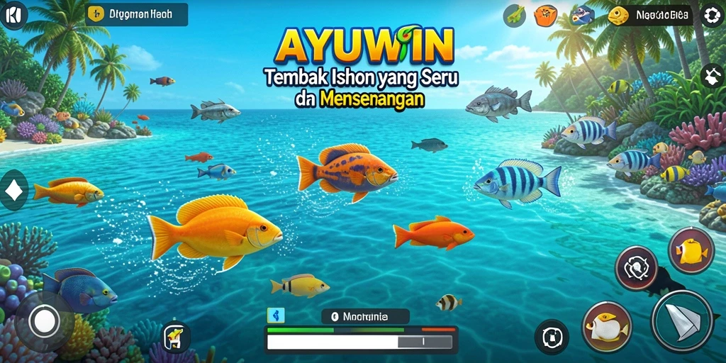 Gameplay menegangkan AYUWIN dengan aksi menembak ikan.
