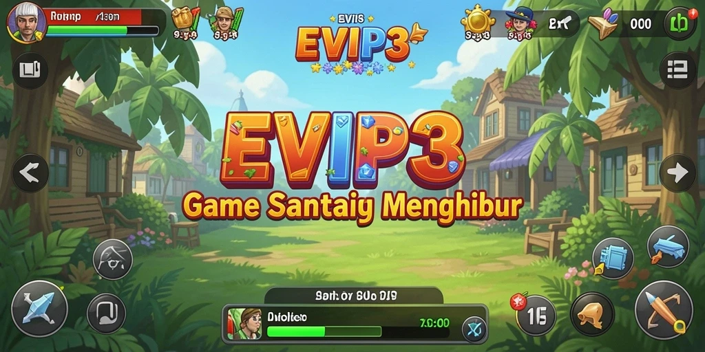 Tampilan gameplay <strong>EVIP3</strong> yang ceria dan penuh warna.