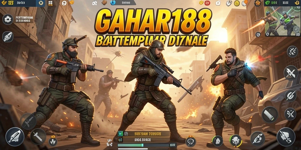 Tangkapan layar GAHAR188 yang menunjukkan aksi seru dalam pertempuran Battle Royale.