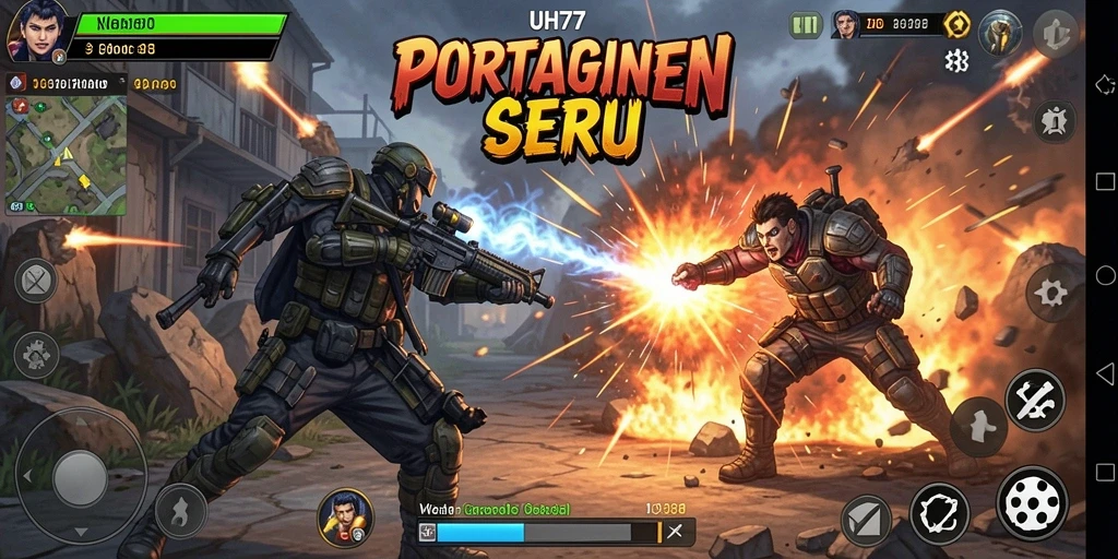 Tampilan menarik dari gameplay UH77 dengan pertarungan seru.