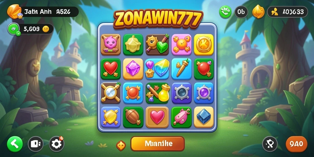 Screenshot gameplay ZONAWIN777 menunjukkan kombinasi elemen yang seru.